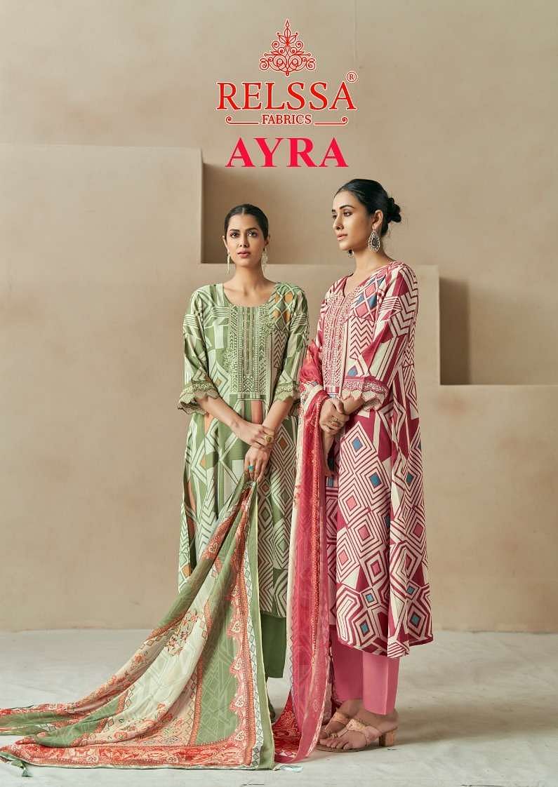 AYRA BY RELSSA DESIGNER HEAVY PURE COTTON EMBROIDERED DRESSES