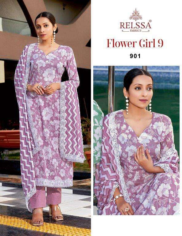 FLOWER GIRL VOL-09 BY RELSSA DESIGNER HEAVY COTTON EMBROIDERED DRESSES