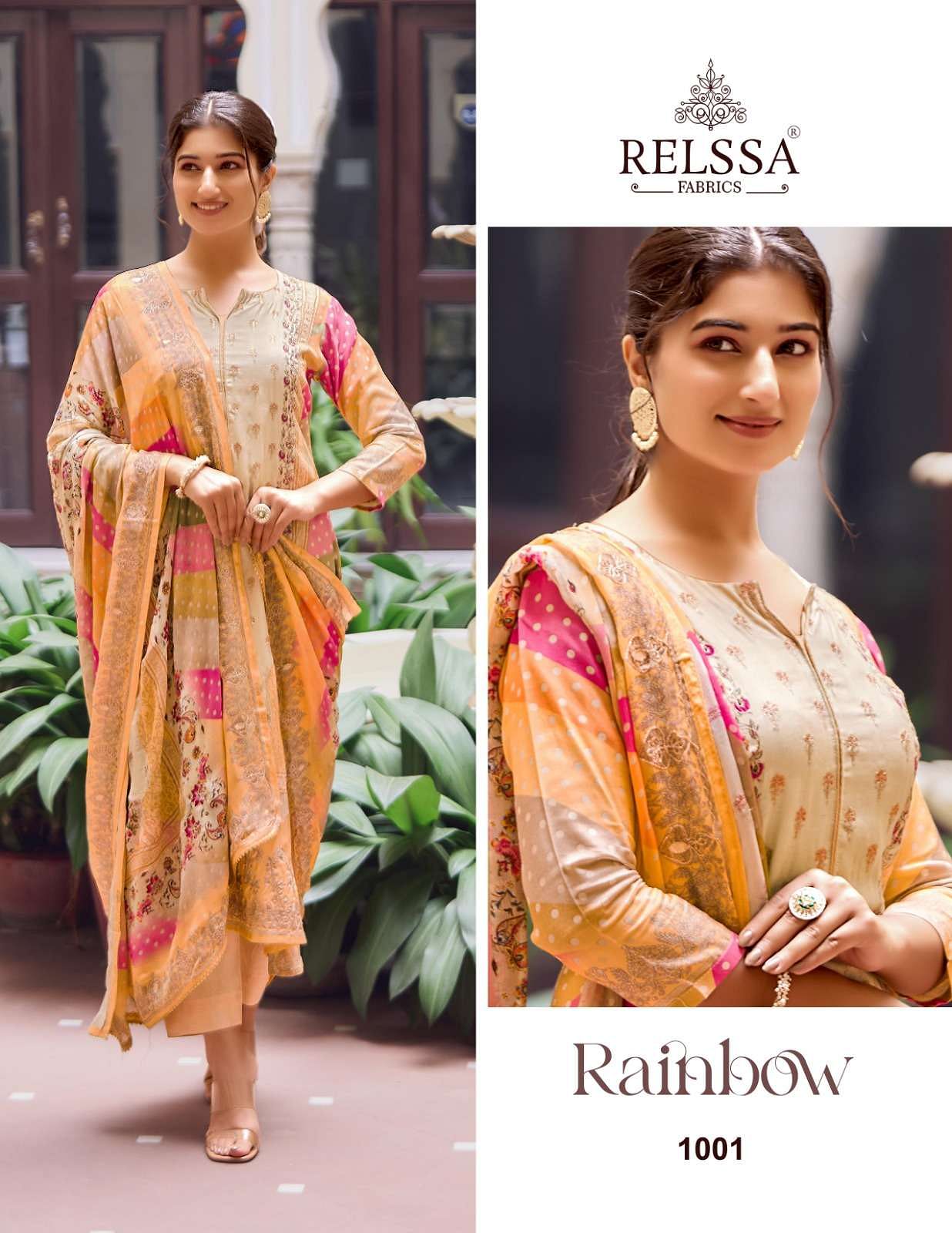 RAINBOW BY RELSSA DESIGNER HEAVY PURE MUSLIN EMBROIDERED DRESSES