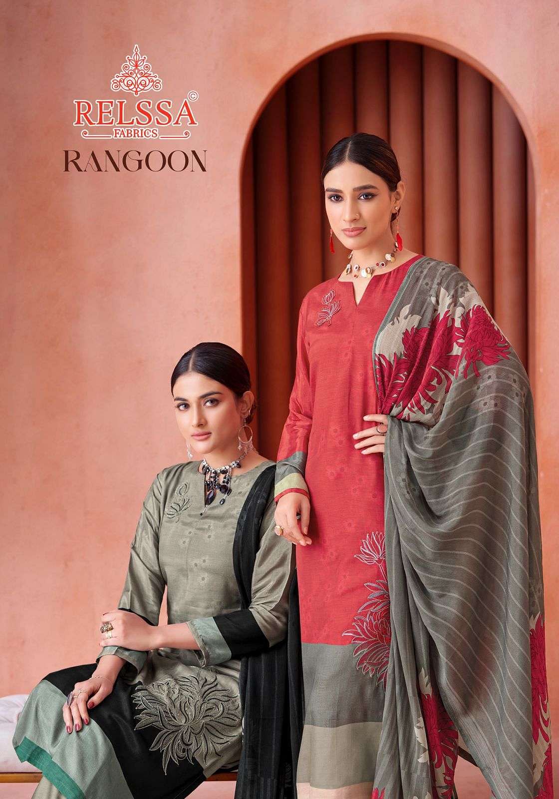 RANGOON BY RELSSA DESIGNER HEAVY PURE MUSLIN EMBROIDERED DRESSES